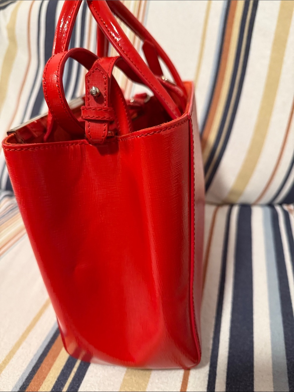 Fendi Red Leather Mini Satchel with Silver Accents - Picture 4 of 9